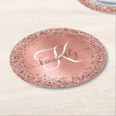 Dessous-de-verre Rond En Papier Rose Gold brossé Parties scintillant métallique No (Incliné)