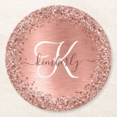 Dessous-de-verre Rond En Papier Rose Gold brossé Parties scintillant métallique No (Devant)