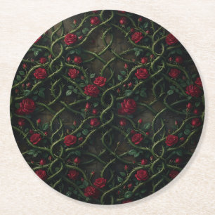 Dessous-de-verre Rond En Papier Rose gothique rouge