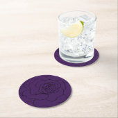 Dessous-de-verre Rond En Papier Rose noir sur violet (En situation)