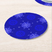Dessous-de-verre Rond En Papier Rose Ocean Blue Compass (Incliné)