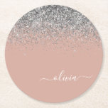 Dessous-de-verre Rond En Papier Rose or rose rose pâle Parties scintillant argent<br><div class="desc">Rose Gold - Blush Pink and Silver Sparkle Parties scintillant Script Monogramme Nom Dessous de verre papier. Cela fait le cadeau parfait de remise de diplômes,  anniversaire,  mariage,  douche nuptiale,  anniversaire,  baby shower ou bachelorette pour quelqu'un qui aime le luxe glam et les styles chic.</div>