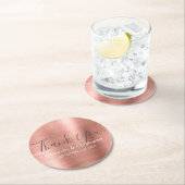 Dessous-de-verre Rond En Papier Rose vif - Or Rose Merci Mariage moderne (En situation)