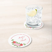 Dessous-de-verre Rond En Papier Roses (En situation)