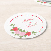 Dessous-de-verre Rond En Papier Roses (Incliné)