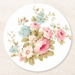 Dessous-de-verre Rond En Papier Roses roses roses roses Vintages