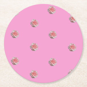 Dessous-de-verre Rond En Papier Roses roses sur rose