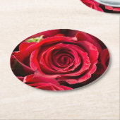 Dessous-de-verre Rond En Papier Roses rouges (Incliné)
