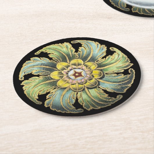 Dessous-de-verre Rond En Papier Rosette architecturale antique n° 1 (Incliné)