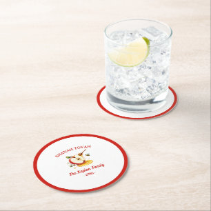 Dessous-de-verre Rond En Papier Rosh Hashanah Shanah Tovah Apple Honey Famille