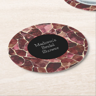 Dessous-de-verre Rond En Papier Rouge Bourgogne Chic Abstrait Enterrement de Vie d