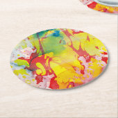 Dessous-de-verre Rond En Papier Rouge rose Jaune Bleu Vert pourpre Marbre Look (Incliné)