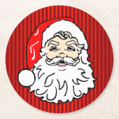 Dessous-de-verre Rond En Papier Rouge visage Père Noël rétro (Devant)