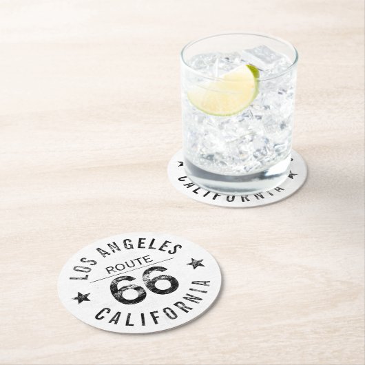 Dessous-de-verre Rond En Papier Route 66 (En situation)