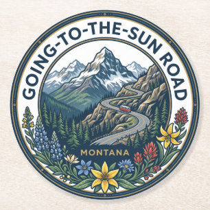 Dessous-de-verre Rond En Papier Route Going-to-the-Sun Montana