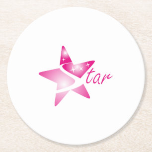 Dessous-de-verre Rond En Papier Route rose Ombragée vers le Sky Star Graphic