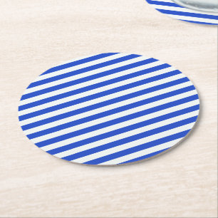 Dessous-de-verre Rond En Papier Royal Blue Combination Stripes par Shirley Taylor
