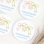 Dessous-de-verre Rond En Papier Rubans et vaches Filles Anniversaire de fête<br><div class="desc">Les rubans et arcs peints à l'aquarelle font de ces dessous de verre en papier de fête d'anniversaire un vrai régal pour votre fête.</div>
