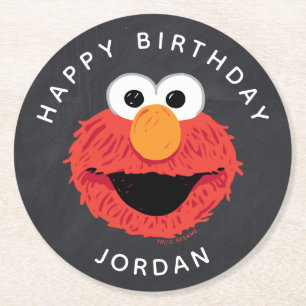 Dessous-de-verre Rond En Papier Rue Sésame   Elmo Birthday Chalkboard