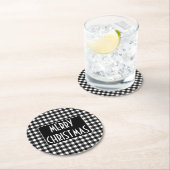 Dessous-de-verre Rond En Papier Rustic Black & White Buffalo Plaid Merry Christmas (En situation)