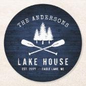 Dessous-de-verre Rond En Papier Rustic Lake House Boat (Devant)