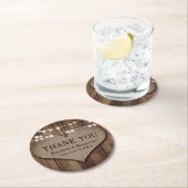 Dessous-de-verre Rond En Papier Rustique Pays Bois Burlap Coeur Mariage Merci (En situation)