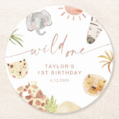 Dessous-de-verre Rond En Papier SAFARI 1er anniversaire (Devant)