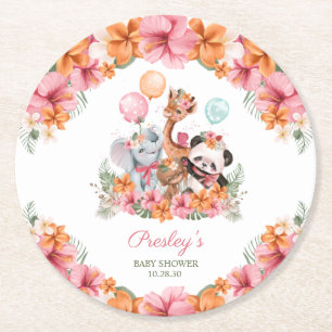 Dessous-de-verre Rond En Papier Safari Jungle pour Filles