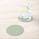 Dessous-de-verre Rond En Papier Sage Green Minimaliste Moderne Monogramme Élégant<br><div class="desc">Découvrez notre collection moderne minimaliste de monogramme Sage Green : Élégez votre esthétique avec une sophistication sereine et une élégance intemporelle. Notre collection présente des designs minimalistes dans une teinte verte sage et tranquille, complétés par des monogrammes raffinés adaptés à votre style personnel. De la papeterie polie aux accessoires polyvalents,...</div>
