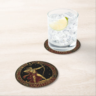 Dessous-de-verre Rond En Papier Sagittaire Archer Symbole Zodiacal Masculin