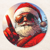 Dessous-de-verre Rond En Papier Saint Jolly Père Noël Divine Glow (Devant)