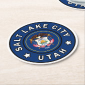 Dessous-de-verre Rond En Papier Salt Lake City Utah (Incliné)