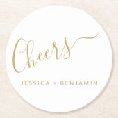 Dessous-de-verre Rond En Papier Salutations minimaliste blanc et or mariage person (Devant)