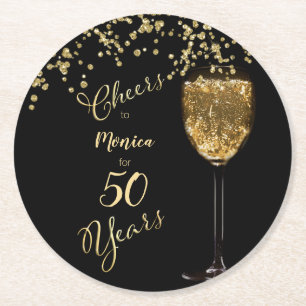 Dessous-de-verre Rond En Papier Salutations pour les années 50e anniversaire