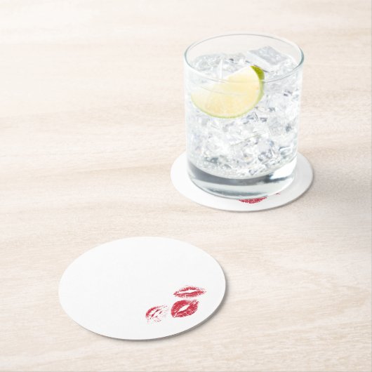 Dessous-de-verre Rond En Papier S'AMUSER ! Serviettes en rouge à lèvres (En situation)