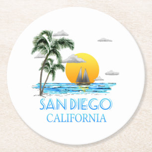 Dessous-de-verre Rond En Papier San Diego Californie Voile