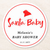 Dessous-de-verre Rond En Papier Santa Baby Christmas Winter Baby Shower (Devant)