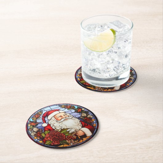 Dessous-de-verre Rond En Papier Santa Claus Christmas Set of 6 (En situation)