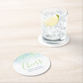 Dessous-de-verre Rond En Papier Santé gribouillis aquarelle d'art moderne bleu-ver (En situation)