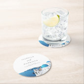 Dessous-de-verre Rond En Papier SANTORINI GRÈCE Ciel aquarelle Destination (En situation)