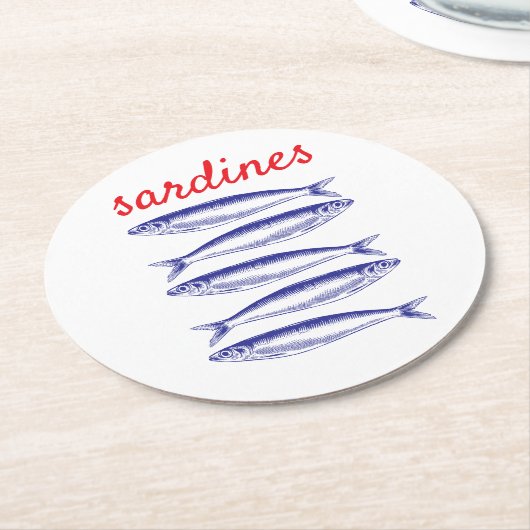 Dessous-de-verre Rond En Papier Sardines (Incliné)
