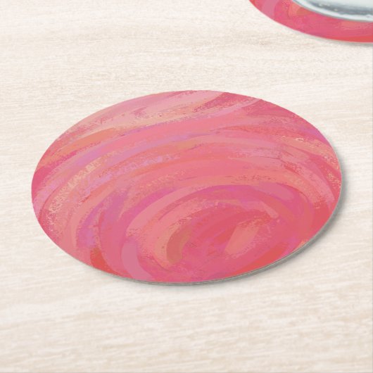 Dessous-de-verre Rond En Papier Saumon Swirl (Incliné)