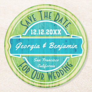 Dessous-de-verre Rond En Papier Sauvez les dessous de verre de date - regard du