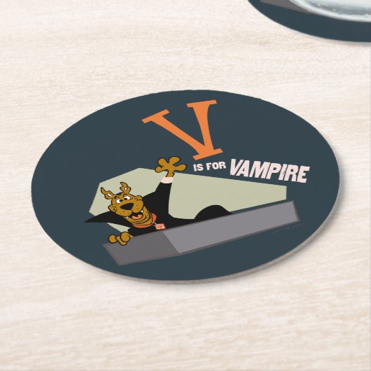 Dessous-de-verre Rond En Papier Scooby-Doo | V est pour Vampire (Incliné)