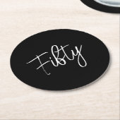 Dessous-de-verre Rond En Papier Script 50e anniversaire Noir (Incliné)