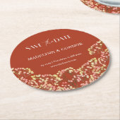 Dessous-de-verre Rond En Papier Script lisse Mariage en terre cuite Enregistrer la (Incliné)