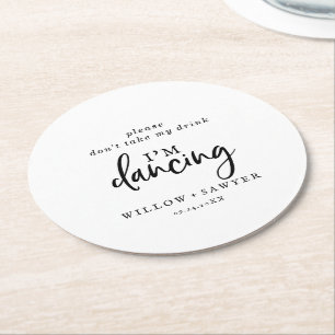 Dessous-de-verre Rond En Papier Script rustique Ne prenez pas mon verre Je danse