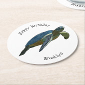 Dessous-de-verre Rond En Papier Sea turtle cartoon (Incliné)