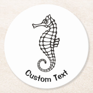 Dessous-de-verre Rond En Papier Seahorse Black