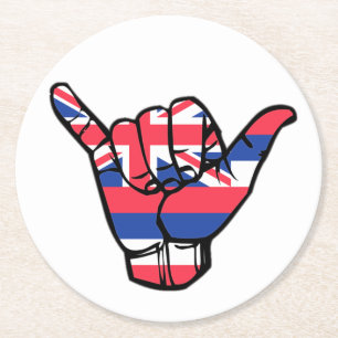 Dessous-de-verre Rond En Papier Shaka Hawaii